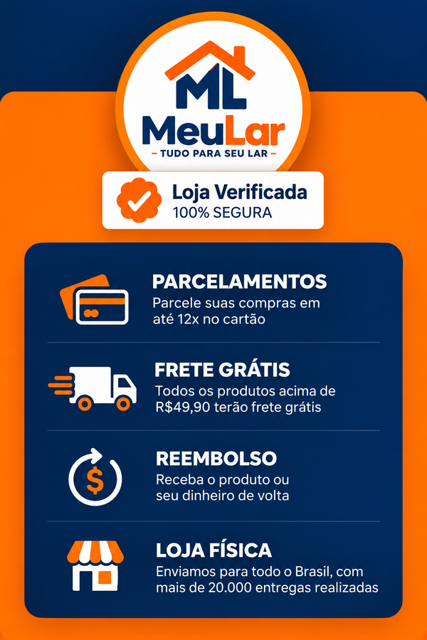 Banner MeuLar com informações de pagamento, frete e reembolso